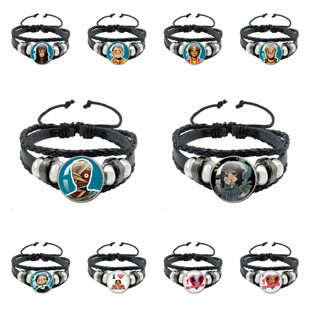 Horror Game Mouthwashing Anya Jimmy Cabochon Leather Bracelets Multilayer Braided Bracelets Bangles Handmade Jewelry Gifts