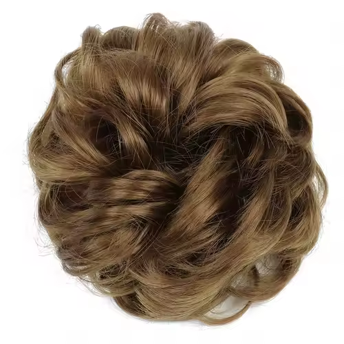 Azqueen Synthetic Messy Bun Chignon Donut Gary Brown Color Hair Bun Pad Elastic Hair Rope Rubber Band Hair Extensions - Image 40