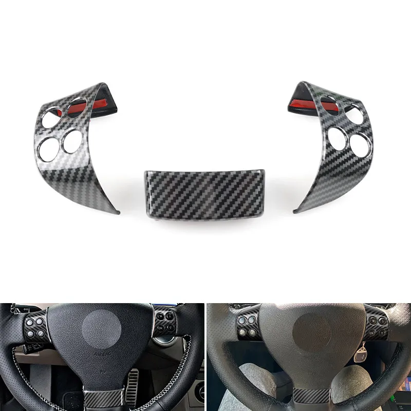 For VW Golf MK5 Jetta 5 Passat B6 2005-2010 Tiguan Caddy Touran Sagitar ABS Carbon Fiber Texture Car Steering Wheel Cover Trim