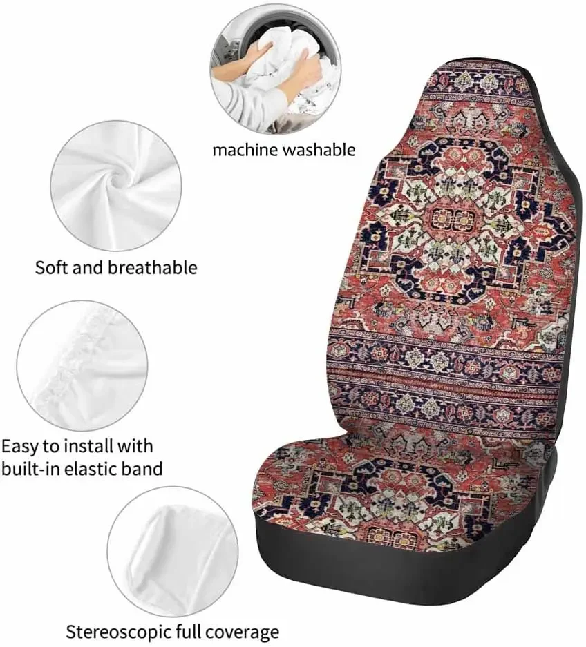 Ethnic Floral Front Car Seat Covers 2pc Classic Retro Persian Automotive Seat Covers Car Accessories Seat Protector Universal