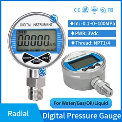 Stainless Steel Gas/Water/Fuel Digital Manometer 60Mpa NPT1/4 NPT1/2 Wireless LCD Digital Pressure Gage Gauge Pressure Meter