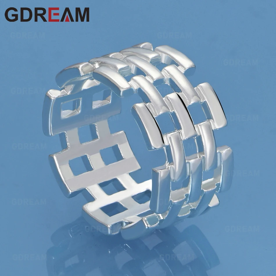 

GDREAM 925 Sterling Silver Square Openwork Ring For Women, Vintage Style, Personalized Accessory, Gift, Jewelry