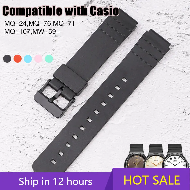 Pulseira de resina para casio MW-59/MQ-24/MQ-27/MQ-71/MQ-76 16mm pulseira de relógio homem mulher esportes à prova dwaterproof água substituição acessórios relógio