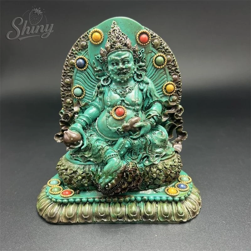 Antique Optimization Turquoise Wong Choi San Statues Retro  Hand-carved Fengshui Ornament Buddhist Decorations