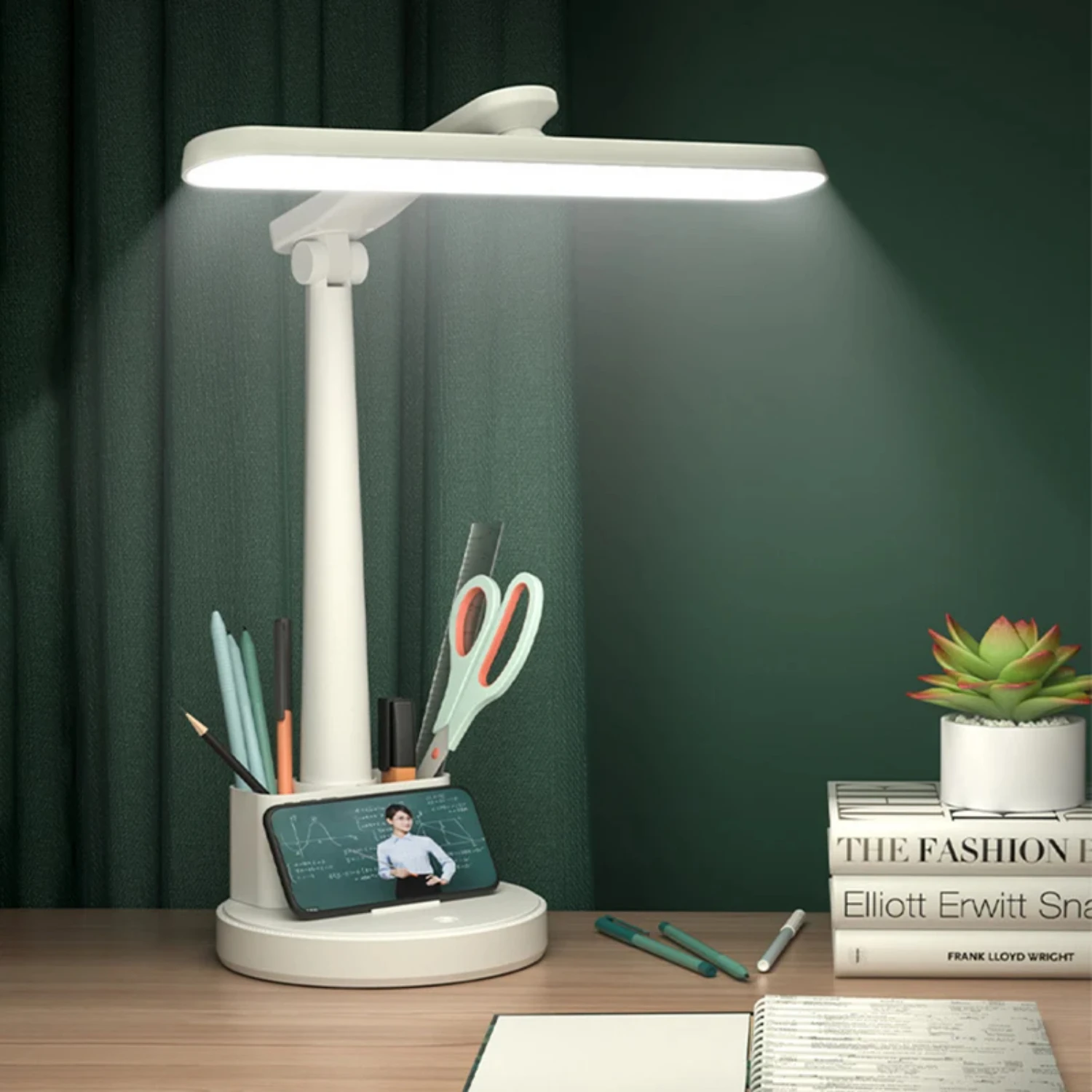 Energy-efficient LED Rechargeable Table Lamp for Bedroom - Eye Protection, Lightweight, Long-lasting Battery, Foldable Design, U