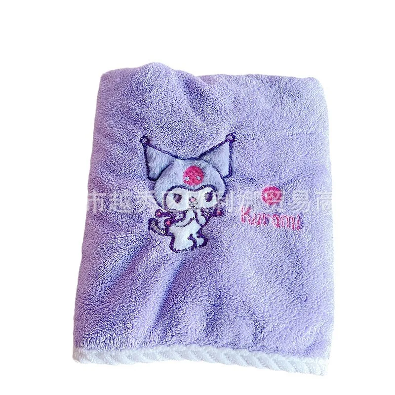 Sanrio Kuromi My Melody Towel Cinnamoroll Pochacco Coral Velvet Bath Towel Cartoon Cute Anime Soft Absorbent Towel Gift for Kids