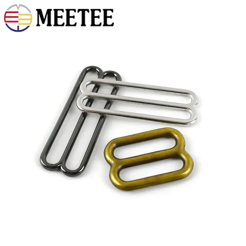 10/20/30Pcs Meetee Metal Tri-Glide Rings fibbie 6-50mm reggiseno cinturino regolare chiusura gancio ad anello a forma di 8 accessori Hardware per