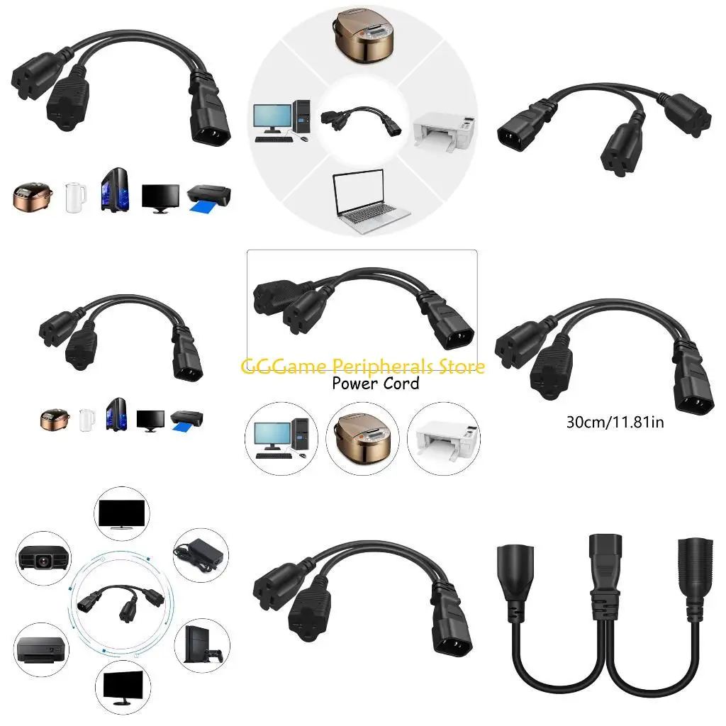 

U55B IEC320-C14 Male to Nema 5-15R+Nema 5-20R Female Power Supply Converter Cable
