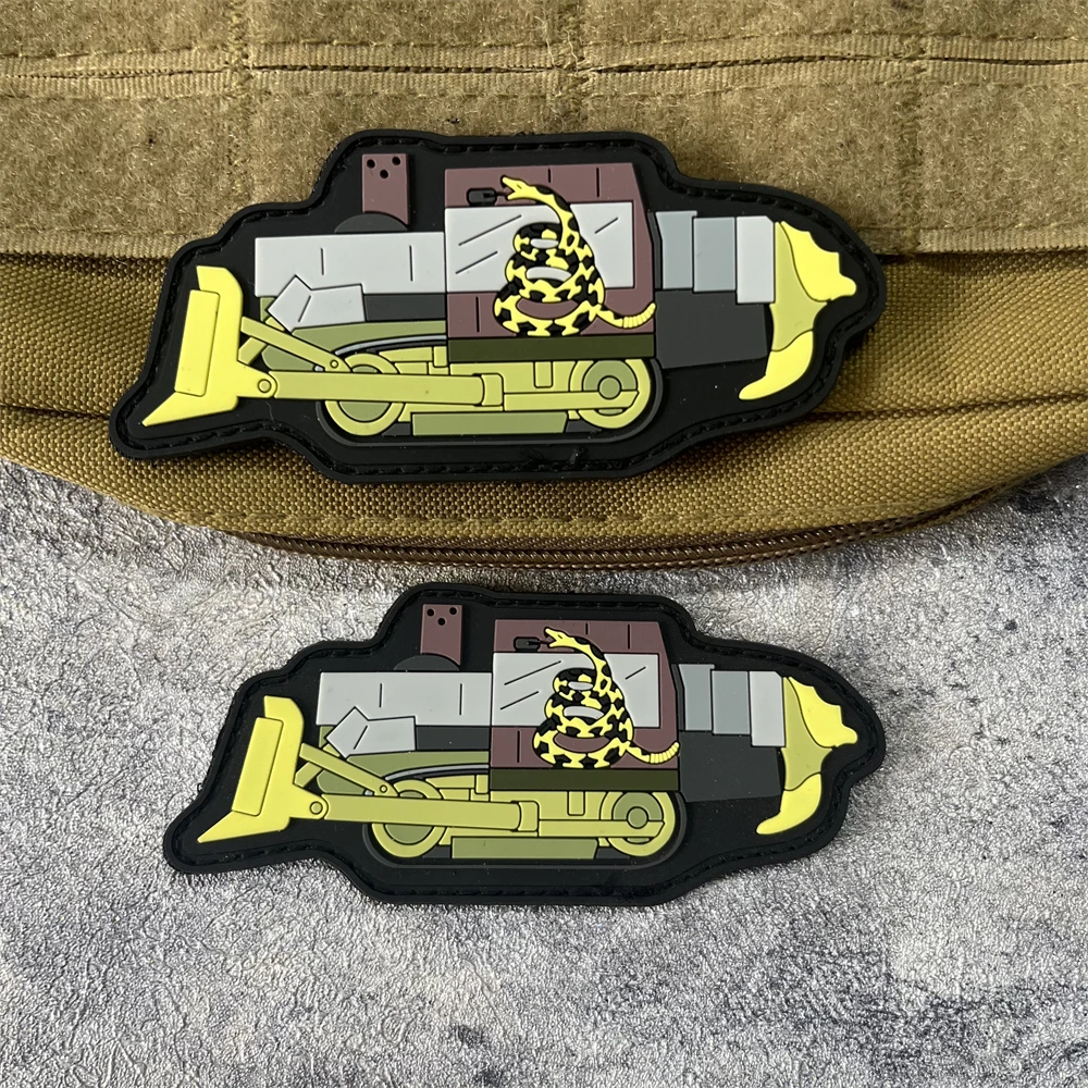 

Killdozer Gadsden PVC Morale Hook Loop Patch Backpack Sticker for Clothing Tactical Badge Patches Military Army Armband