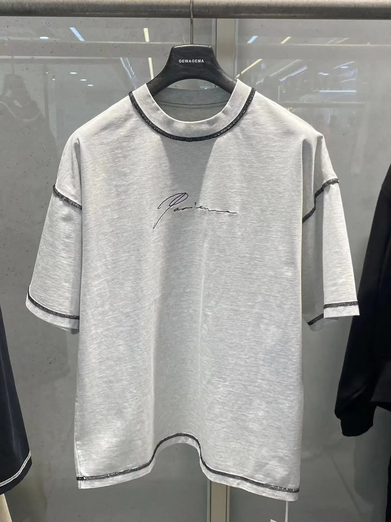 

American Sle Heavyweight GEWAGEMA 2026ss Spring Summer New Embroidered Logo Loose Casual Large Size ort Sve T-irt