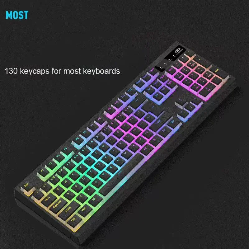 PBT Pudim Keycaps, Perfil OEM, Kit de Teclado Mecânico, Interruptor MX, Retroiluminado RGB, 87 104 Teclados Gamer, 130 Teclas