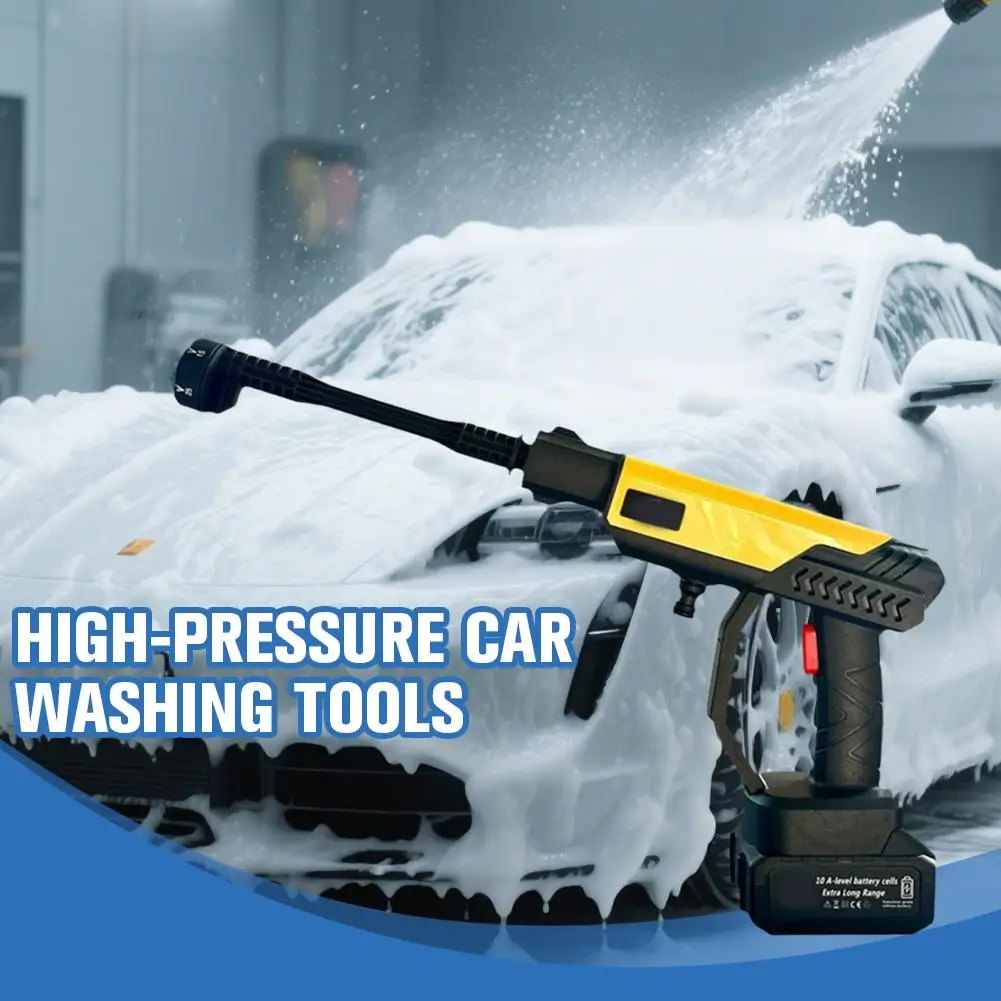 Elektrische Auto Hochdruckreiniger Handheld, tragbare Batterie Power Washer mit 6-in-1 Düse, für Auto Boden Zaun Wand Reinigung A3G0
