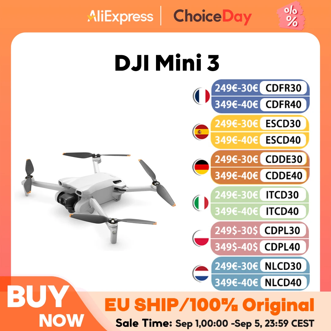 DJI Mini 3 Lightweight and Foldable Mini Camera Drone with 4K HDR Video 38 min Flight Time Real Vertical Shooting New Original