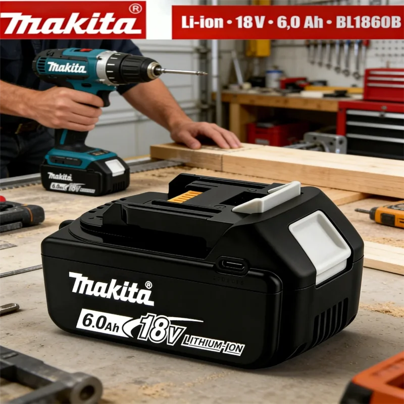 

Оригинальный новый аккумулятор Makita 18V 6.0Ah | Быстрая зарядка USB-C | 100% совместимость, быстрая зарядка | Замена аккумулятора Makita BL1860