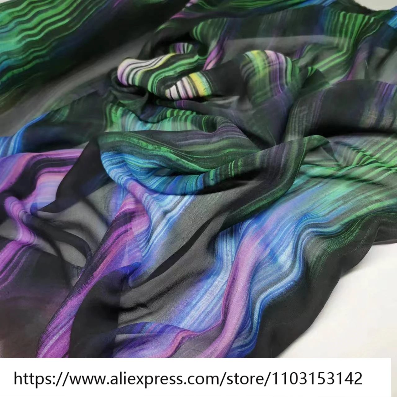 Designer naaistof lichtgewicht dames 8Momme zijde Qiaoqi gradiënt ademend