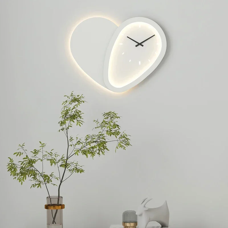 With Clock Wall Lamp Love Shaped Design Indoor Parlor Bedroom Lighting Fixtures Sconce Dimmable Dropshipping