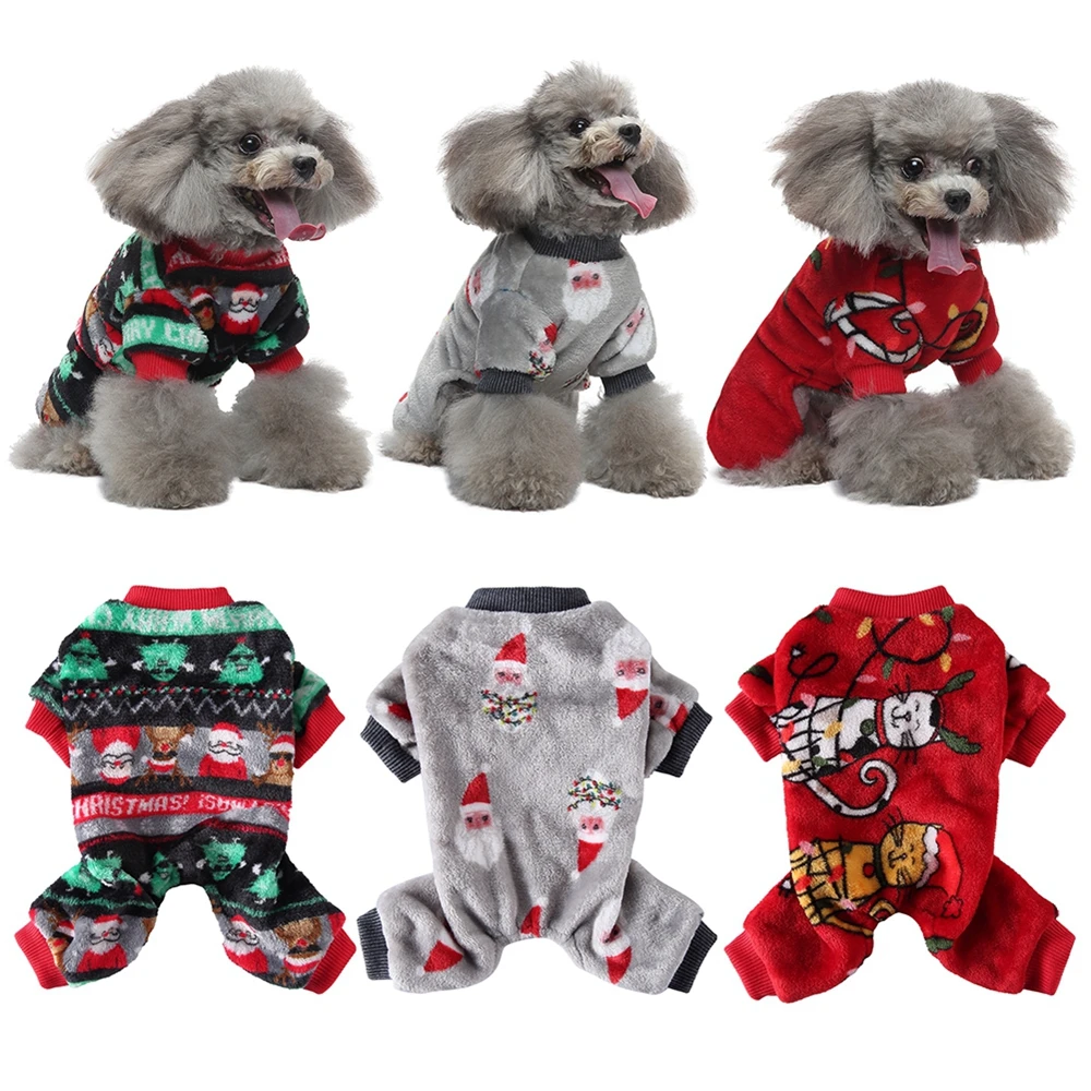 Christmas Pet Dog Clothes Winter Warm Dog Jumpsuits Pajamas for Small Dogs Puppy Cat Chihuahua Clothing Pet Dog Accessories