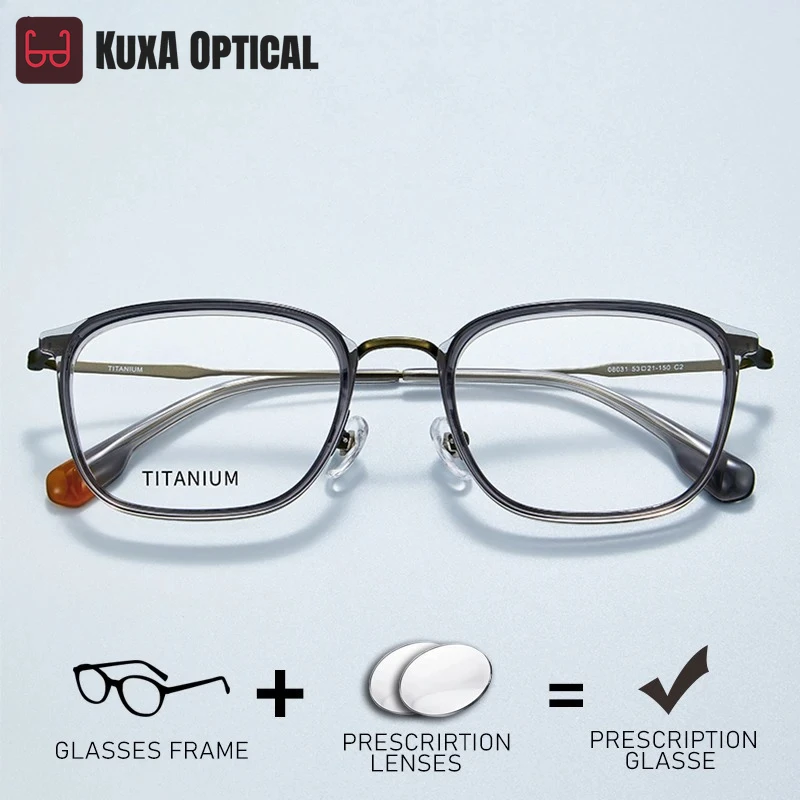 

KUXA Men Women New Fashion Optical Glasses Progressive Myopia Hyperopia Lens Eyeglasses Ultra Light Titanium Retro Acetate Frame