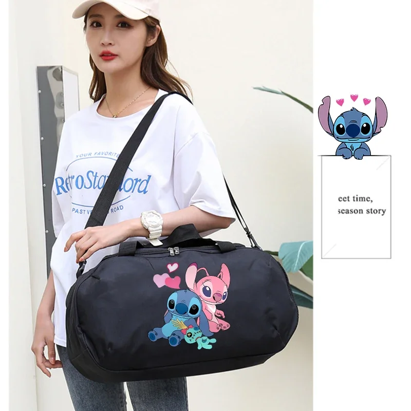 women\'s travel bags Disney Stitch Ohana Gym Bag shoulderbag Waterproof Fitness Canvas Yoga Bag Sport Men duffle Designer handbag