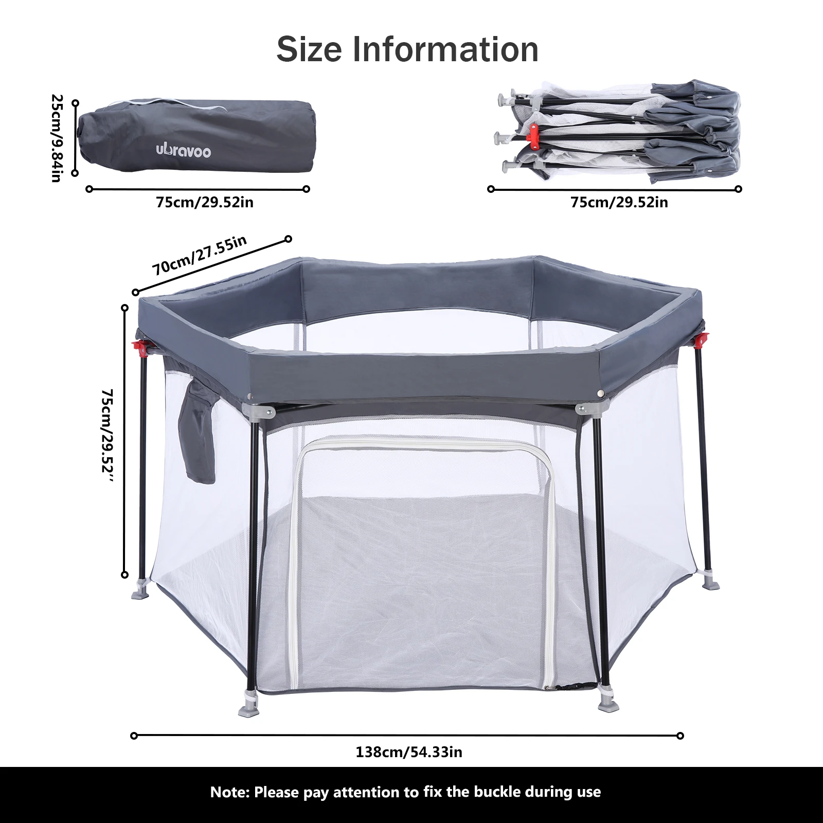 Baby Playpen Foldable Hexagon Sturdy Safety Playyard for Toddlers Soft Breathable Mesh Outdoor&Indoor HEXA606 Without ocean ball