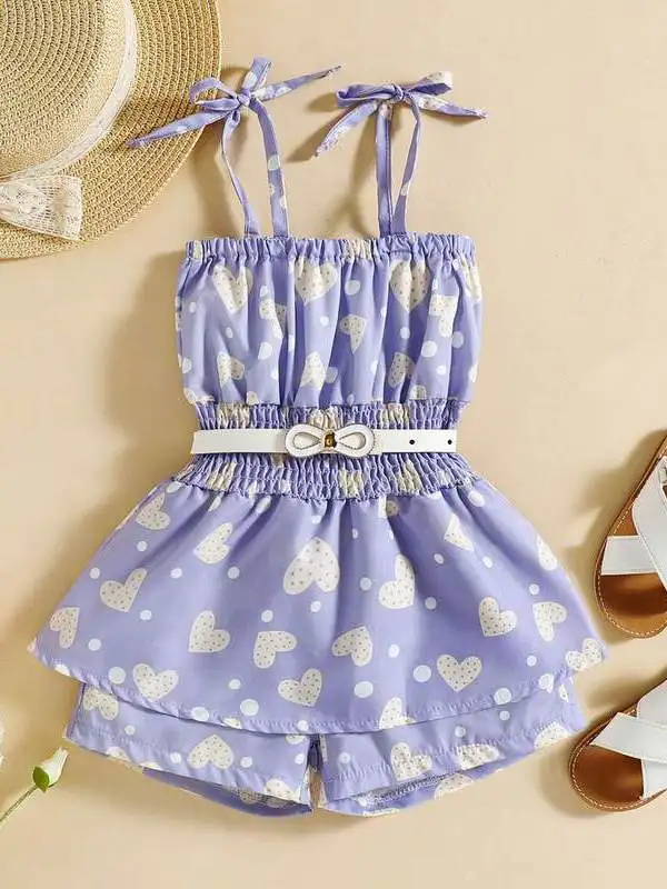 

Комплект для девочек: модный костюм с принтом в виде сердечек, зимняя коллекция, комплект из двух предметов, одежда для девочек