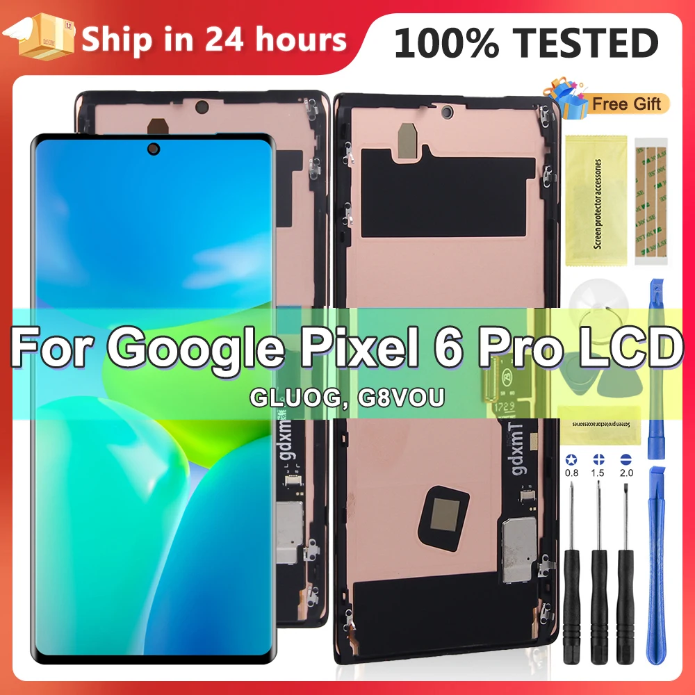 Wyświetlacz AMOLED dla Google Pixel 6 Pro GLUOG G8VOU zestaw zamiana digitizera ekranu dotykowych LCD dla Google Pixel 6 Pro Screen