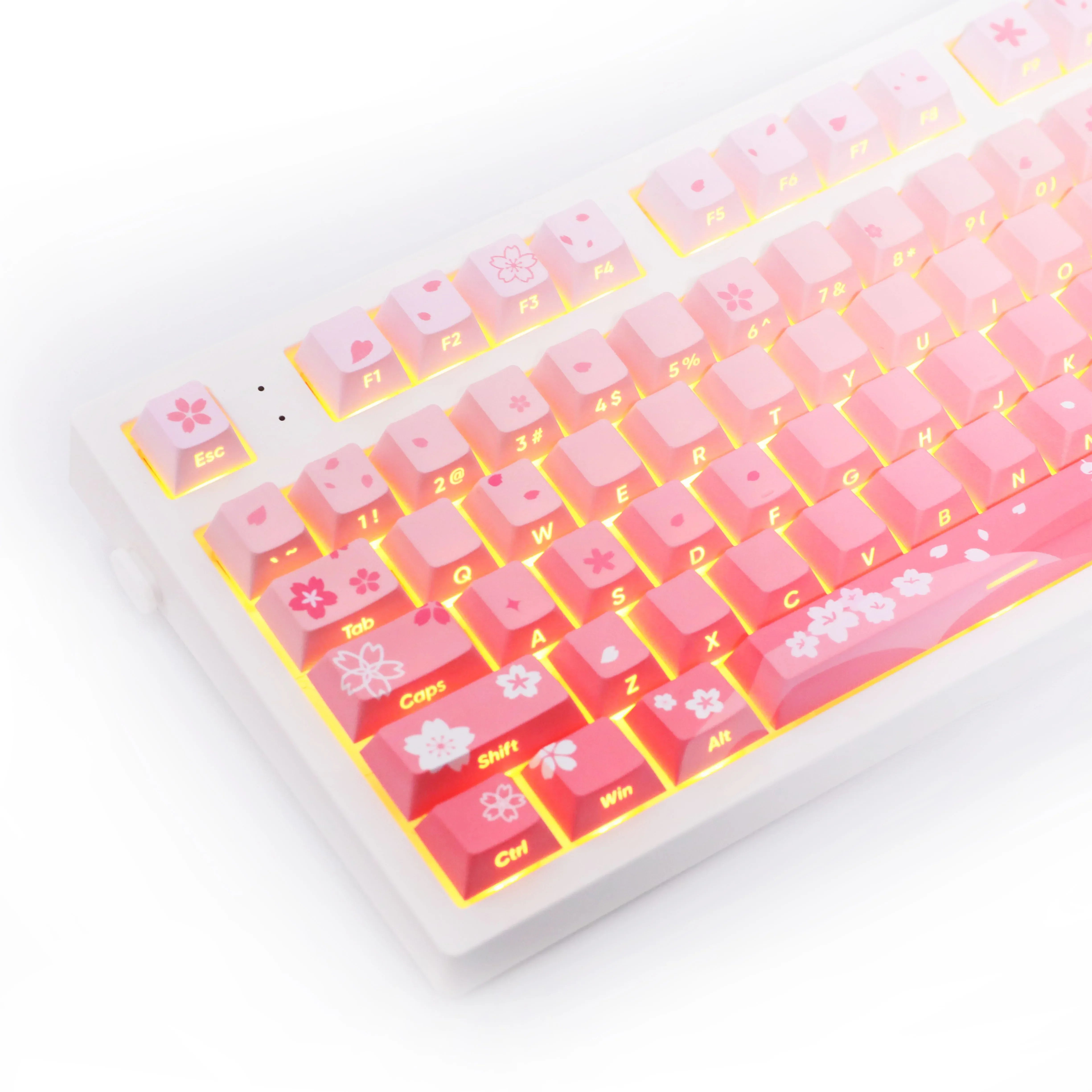 

Sakura colorful, pink side engraved light, original highly cute, customized keycaps for mechanical keyboards