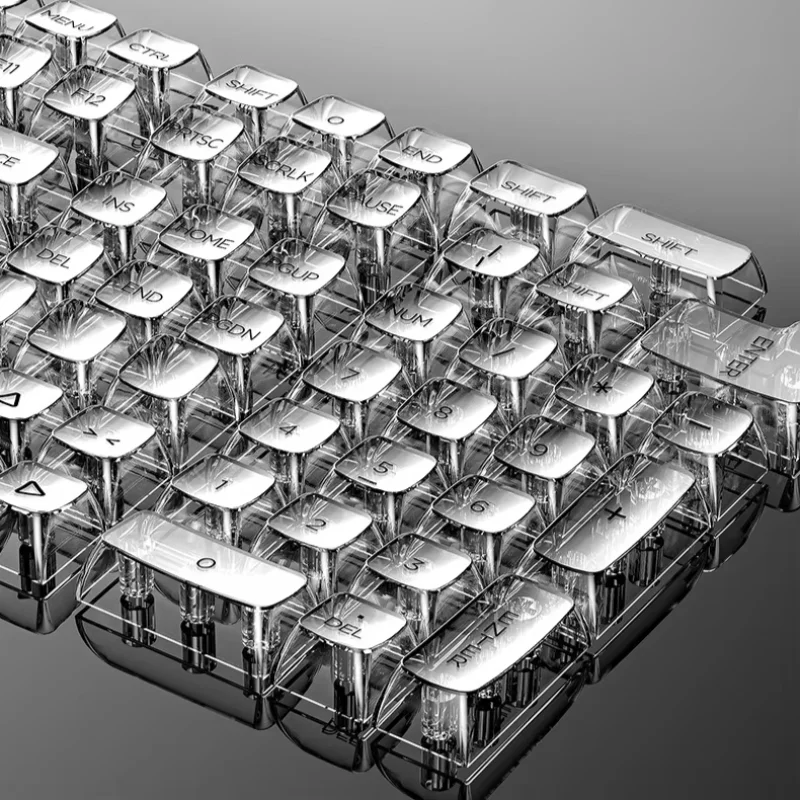 Silver Engraving Customized Transparent Keycaps, Universal 132-Key PC Crystal Mechanical Keyboard Special Keys, Full Set of SA