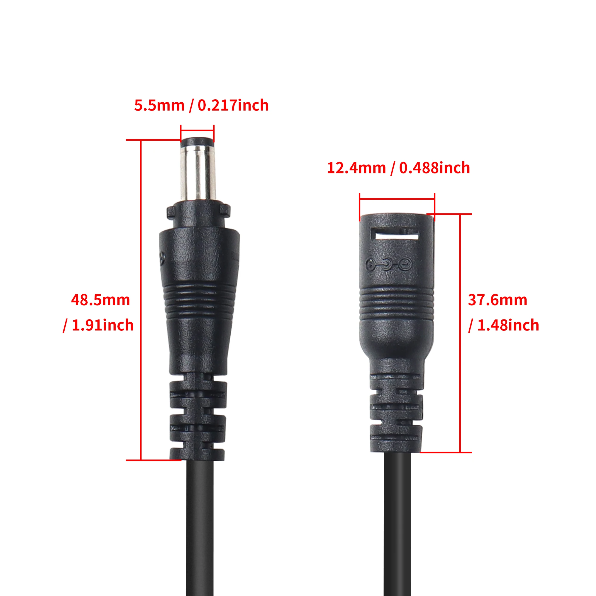 

【LANO】black 2/5/10M DC5.5mm*2.5mm male to DC 5.5mm*2.1mm female with lock buckle Power Cord for LED Lamp CCTV Security Camera