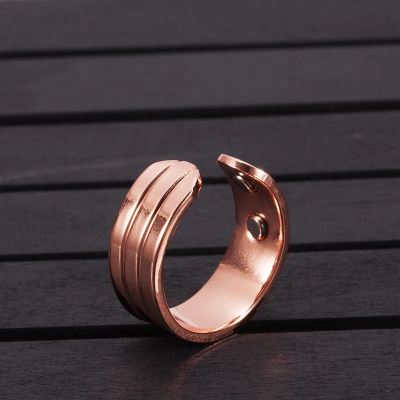 Pure Copper Magnetic Ring for Women Men Trendy Health Energy Copper Men's Rings Open Cuff Adjustable Finger Ring Men