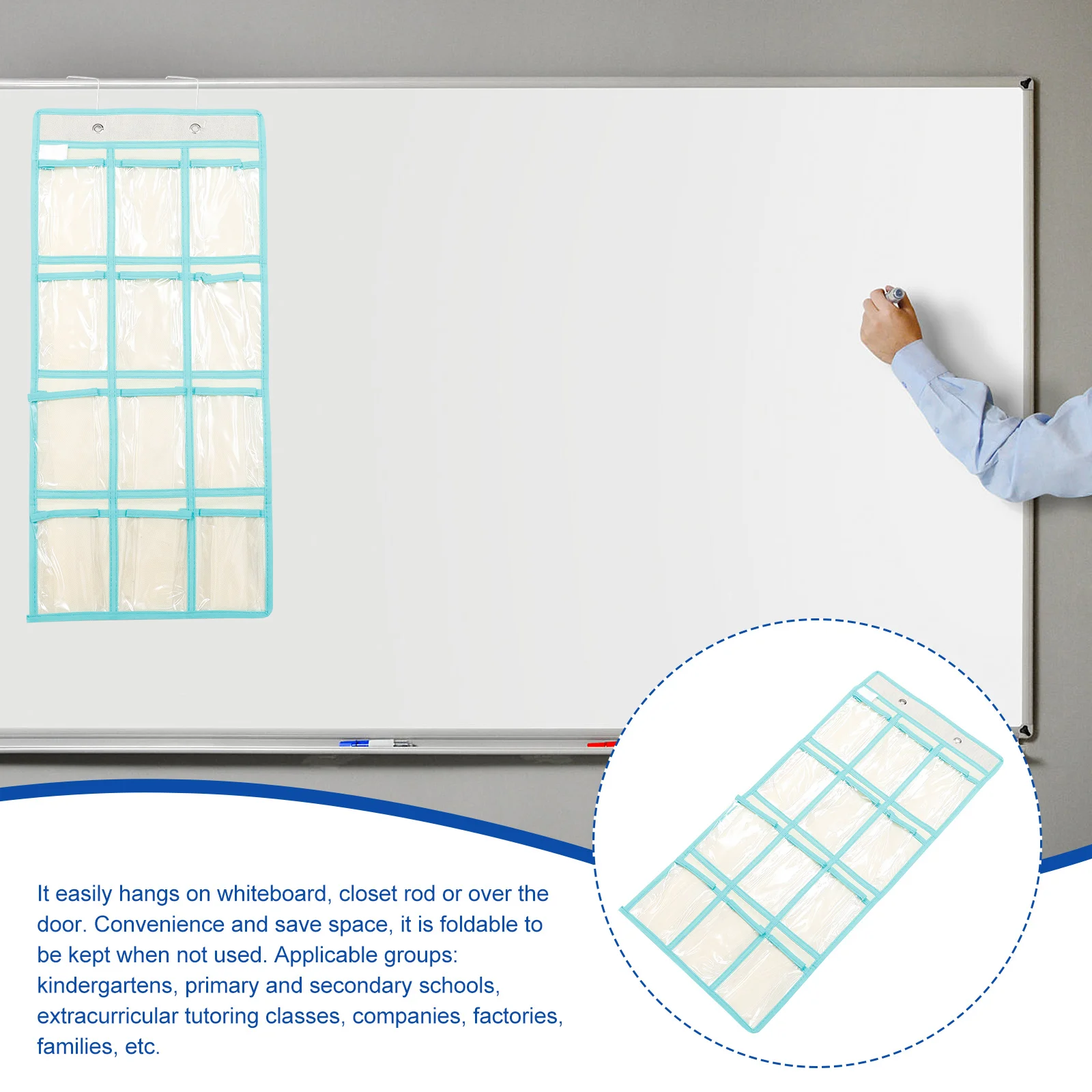 

Home Storage Bag With Clear Pockets Organizer For Phone Calculator Jewelry Underwear Socks Accessories Wall Hanging Closet Door