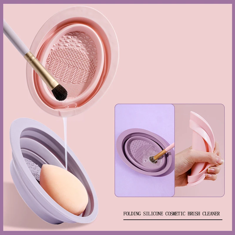 Soft Silicone Makeup Brush Cleaner Folding Powder Puff Cleaning Bowl Eyeshadow Brushes Wash Clean Mat Beauty Tools Scrubber Box