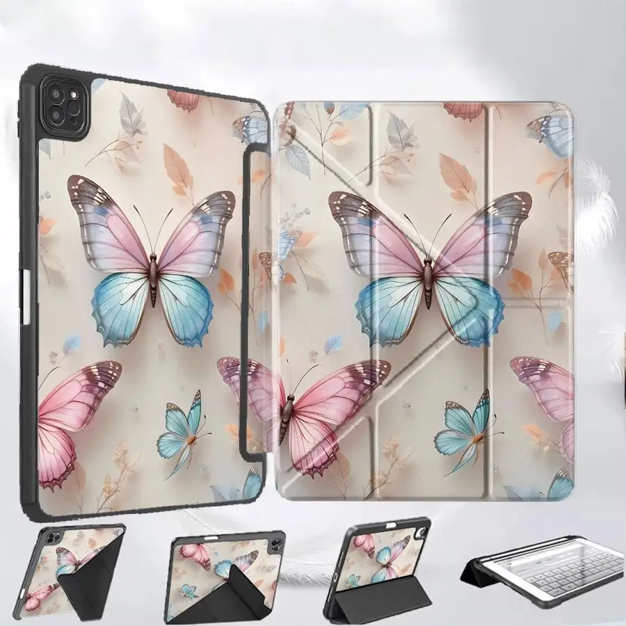 

Flower And Butterfly Pattern Tablet Case For iPad Pro 2025 Pro 11th 10th 9th 8th 7th 12.9inch Air 4 5 M3 M2 M4 11inch Mini 6 7