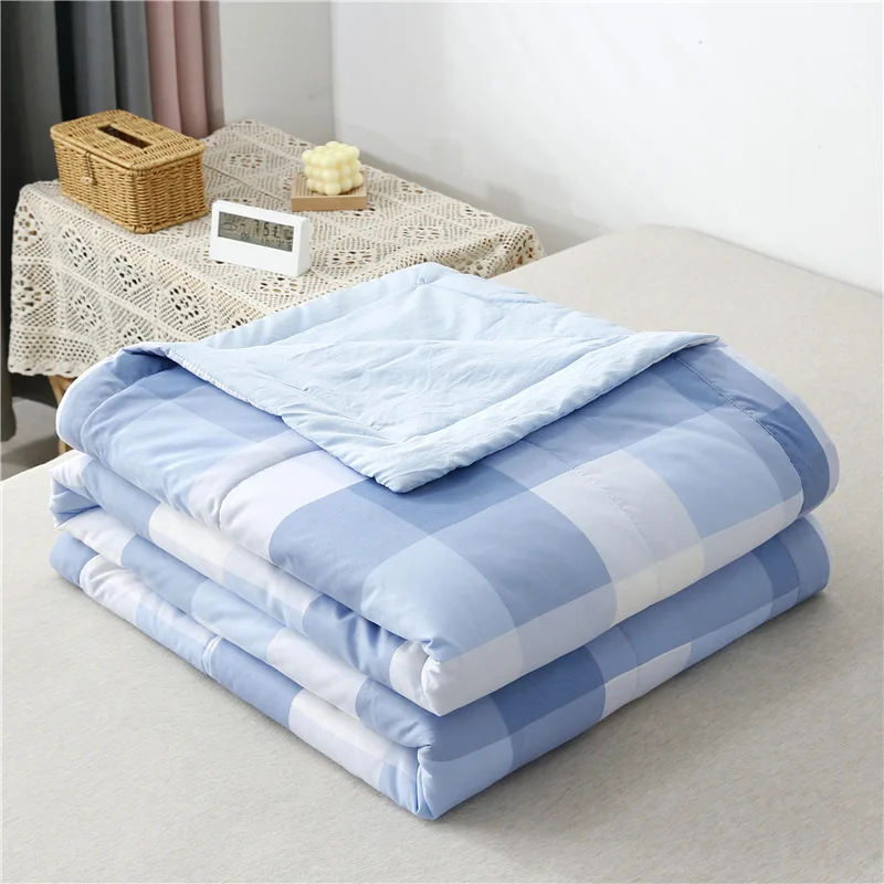 Modern Plaid Summer Quilt Quilted Bedspread For Single And Double Bed Student Dormitory Washed Cotton Air-Conditioned Thin quilt