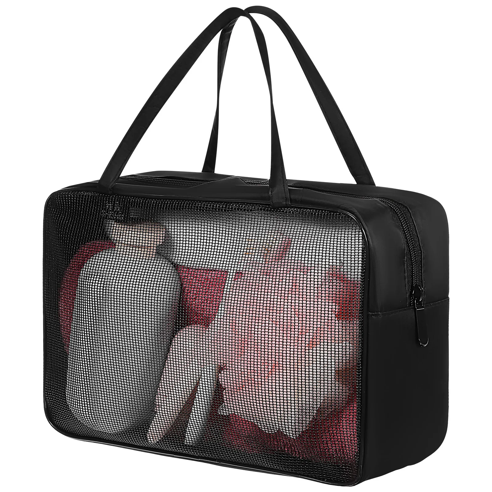 

Mesh Toiletry Bag Skincare Travel Organizer Large Capacity Durable Oxford Cloth Makeup Pouch Zipper Mesh Toiletry Bag