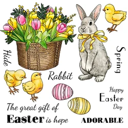Mangocraft Happy Easter Clear Stamp Rabbits Bunny Chicks & Eggs DIY Scrapbooking Supplies Silicone Stamp For Cards Albums Decor