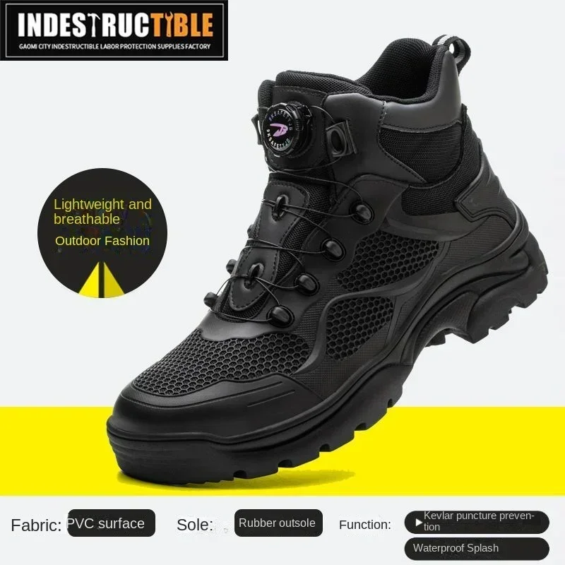 Rotary Buckle New Safety Boots Men Work Shoes Are Indestructible Steel Toe Protection Anti Impact Anti Puncture Safety Shoes Men