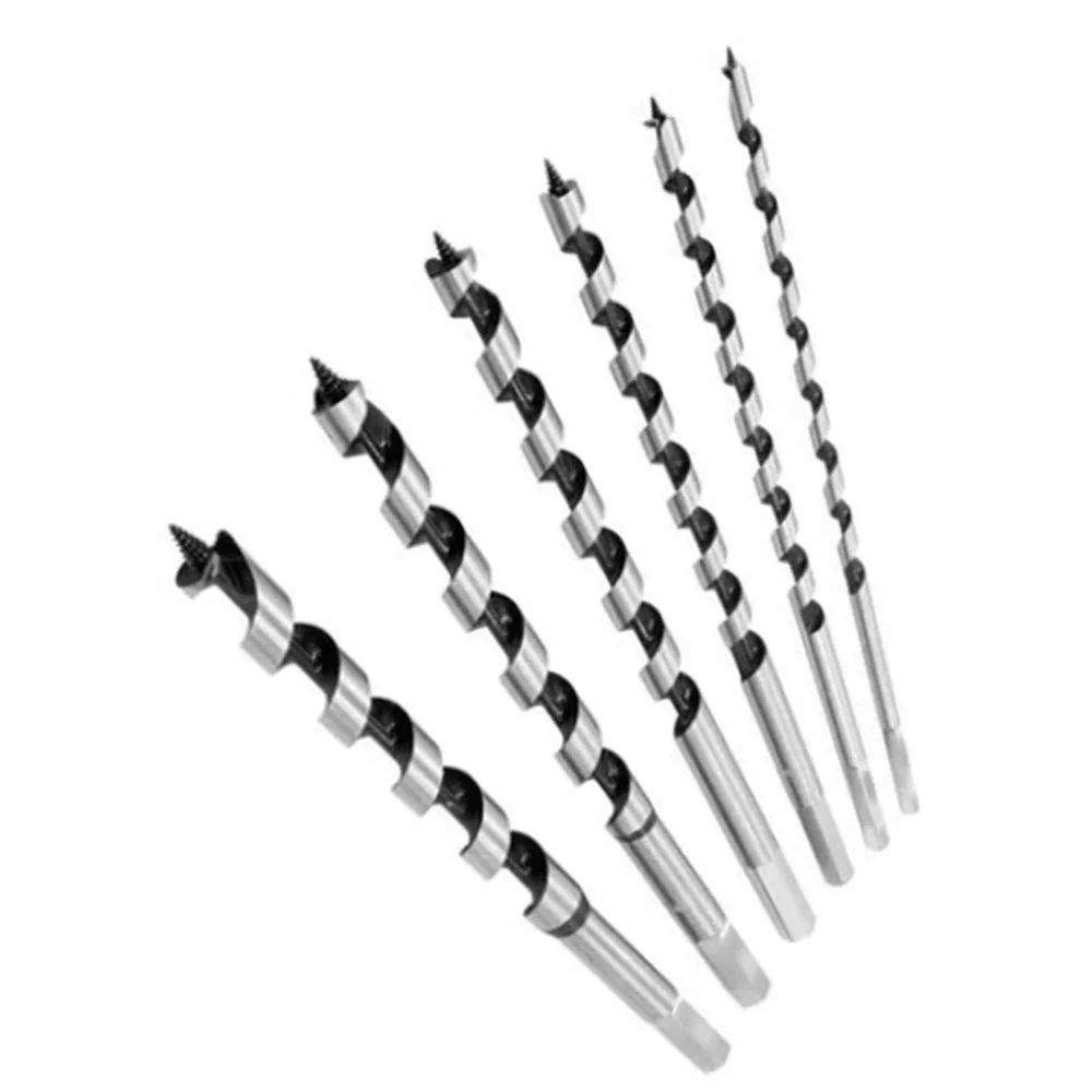 6pcs Hex Shank Auger Drill Bit Set 9 Inch Length Twist Design Wood Hole Reaming Tool Wooden Storage Box 1/4 To 1 Inch