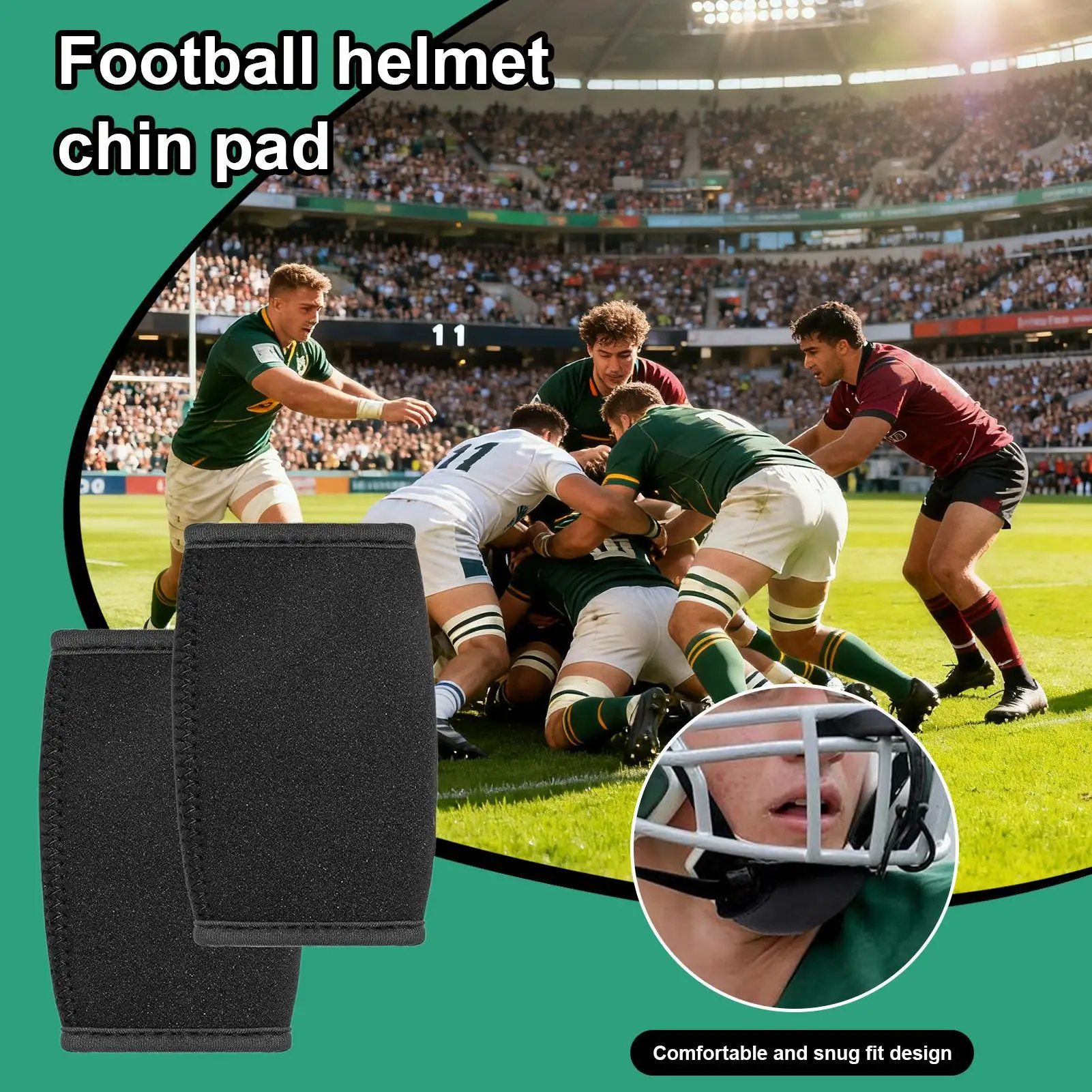 Correa para la barbilla de fútbol, 2 piezas, protección para casco, cómoda almohadilla para la barbilla para deportes, Hockey sobre hielo, ciclismo, práctica de bicicleta