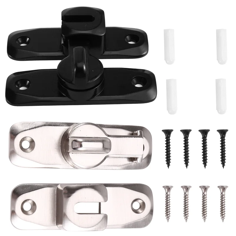 ABZW 2セット 90/180 °   フリップゲートラッチドアロック盗難防止バックルラッチ亜鉛合金ドアラッチ窓ロックドアスライドボルト