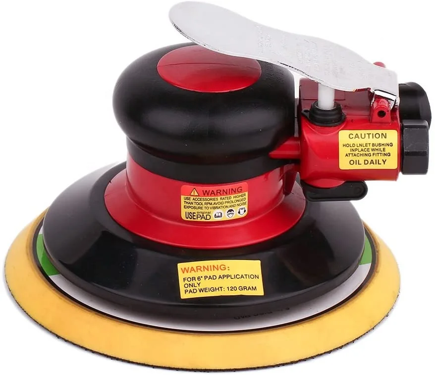 

6 Inch Professional Air Random Orbital Palm Sander with 1pc 6" Backup Plate Dual Action Pneumatic Sander