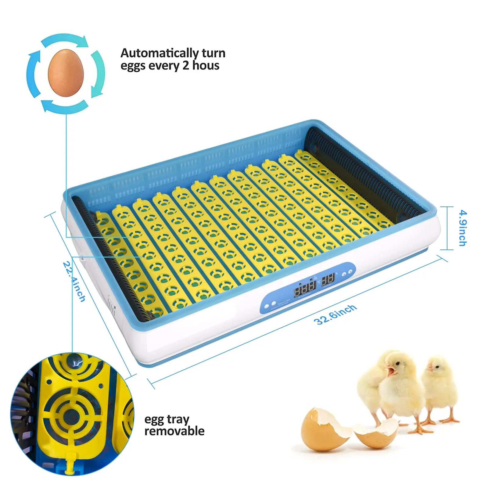 HHD popular incubators egg hatching machine 120 eggs chicken incubator automatic humidity control