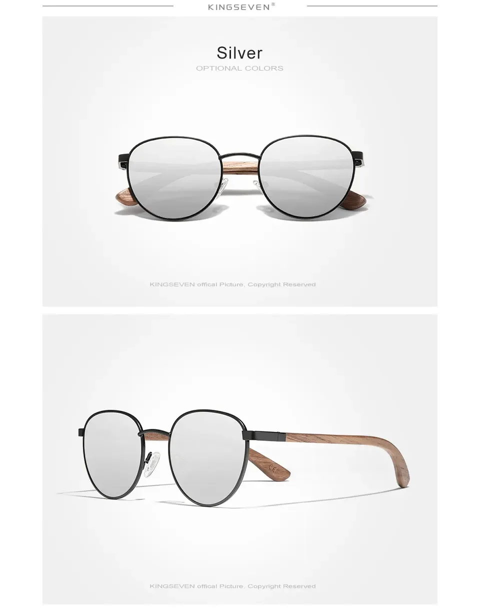 KINGSEVEN Mode Handgemachte Schwarz Walnuss Holz männer Sonnenbrille Frauen Polarisierte Spiegel Objektiv Sonnenbrille Männlichen UV400 Fahren – Detail 10