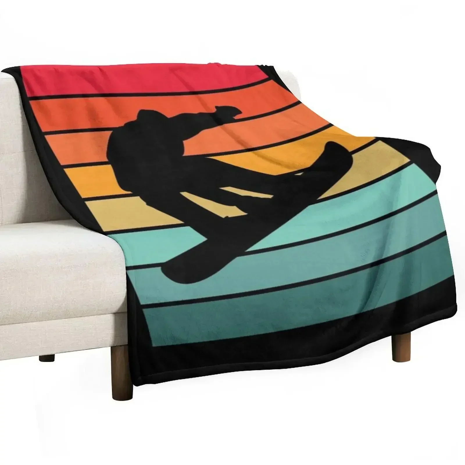 Snowboarding - Snowboarder Throw Blanket Bed linens Furry Hairy Picnic Plaid on the sofa Bed Blankets