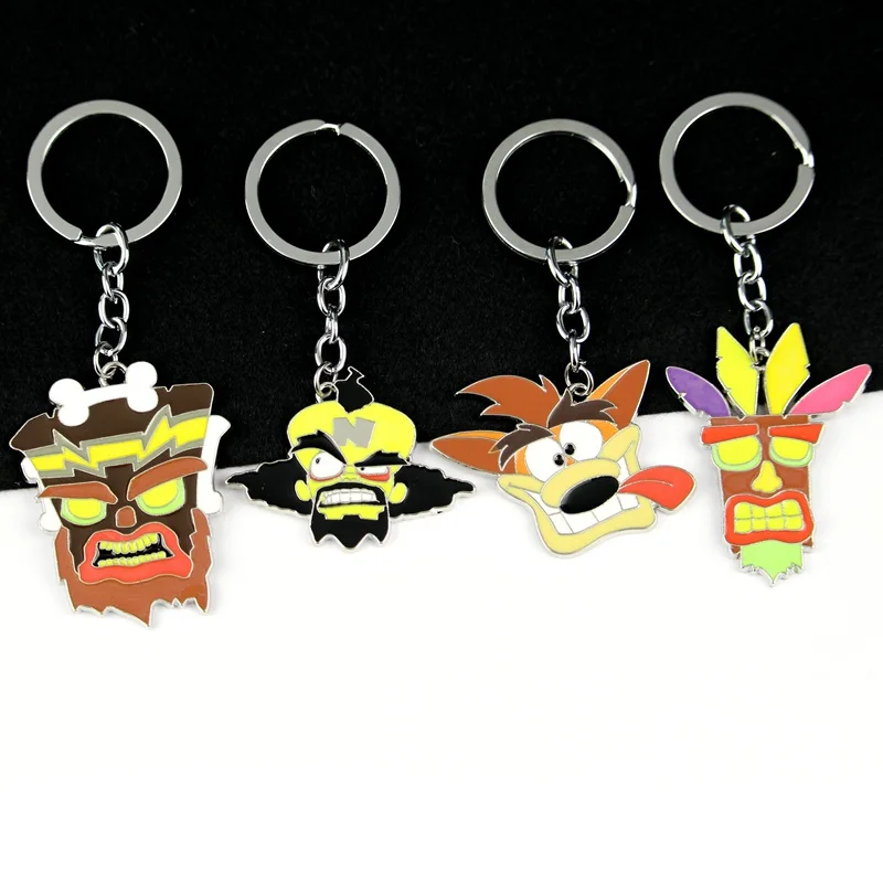 LLavero de juego de Anime Crash Bandicoot, llaveros de animales de dibujos animados, llavero de Metal, bolsa de coche, llavero, joyería