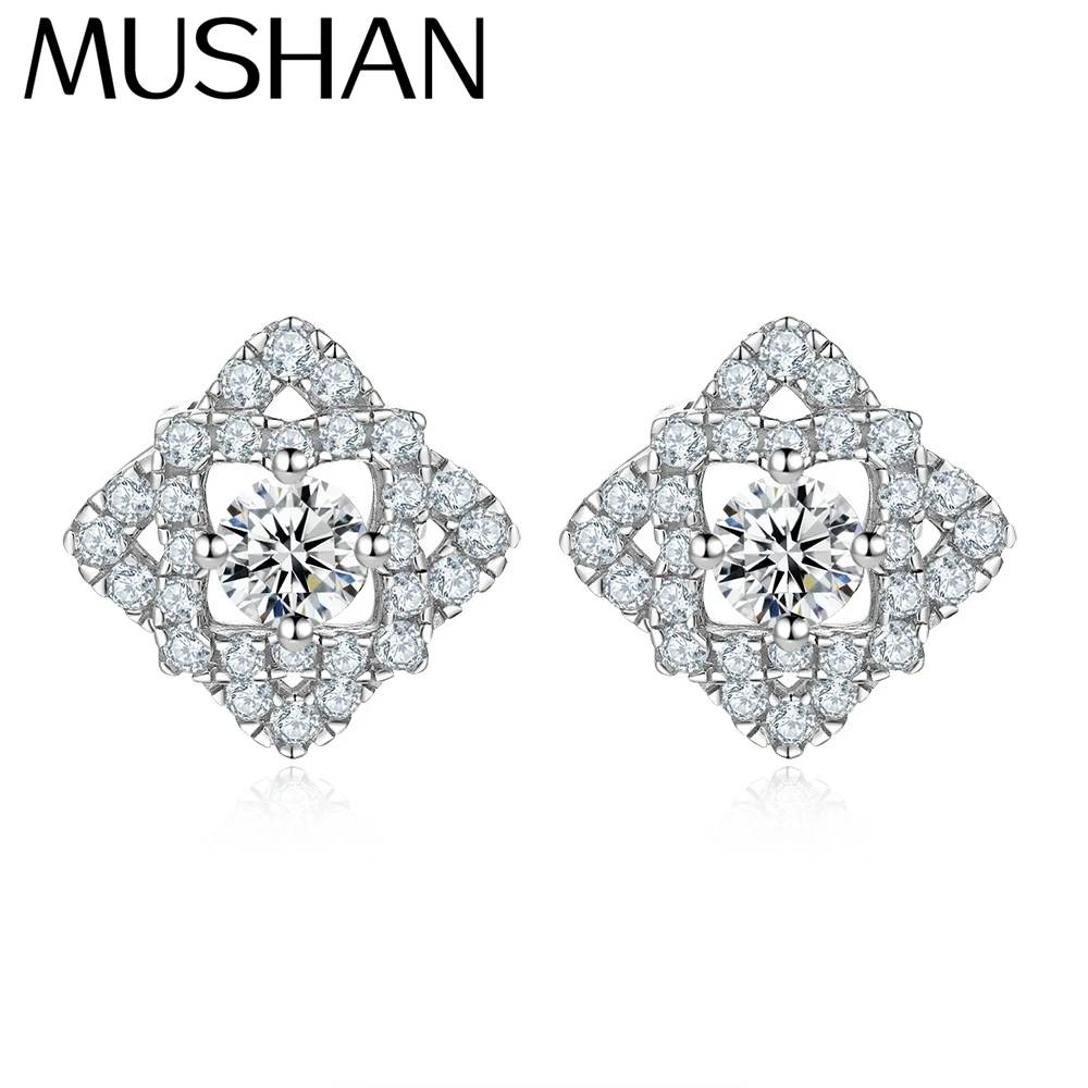 

MuShan Jewelry 925 Sterling Silver Stud Earrings Dangle HCD Gemstones Minimalist Premium Jewelry Women Earring Fine Jewelry