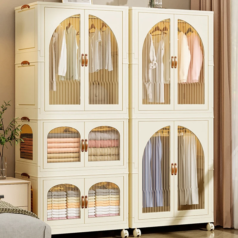 Large-capacity Transparent Folding Wardrobes Home Bedroom Closets Multi-layer Clothes Storage Cabinet Plastic Organizing Bins