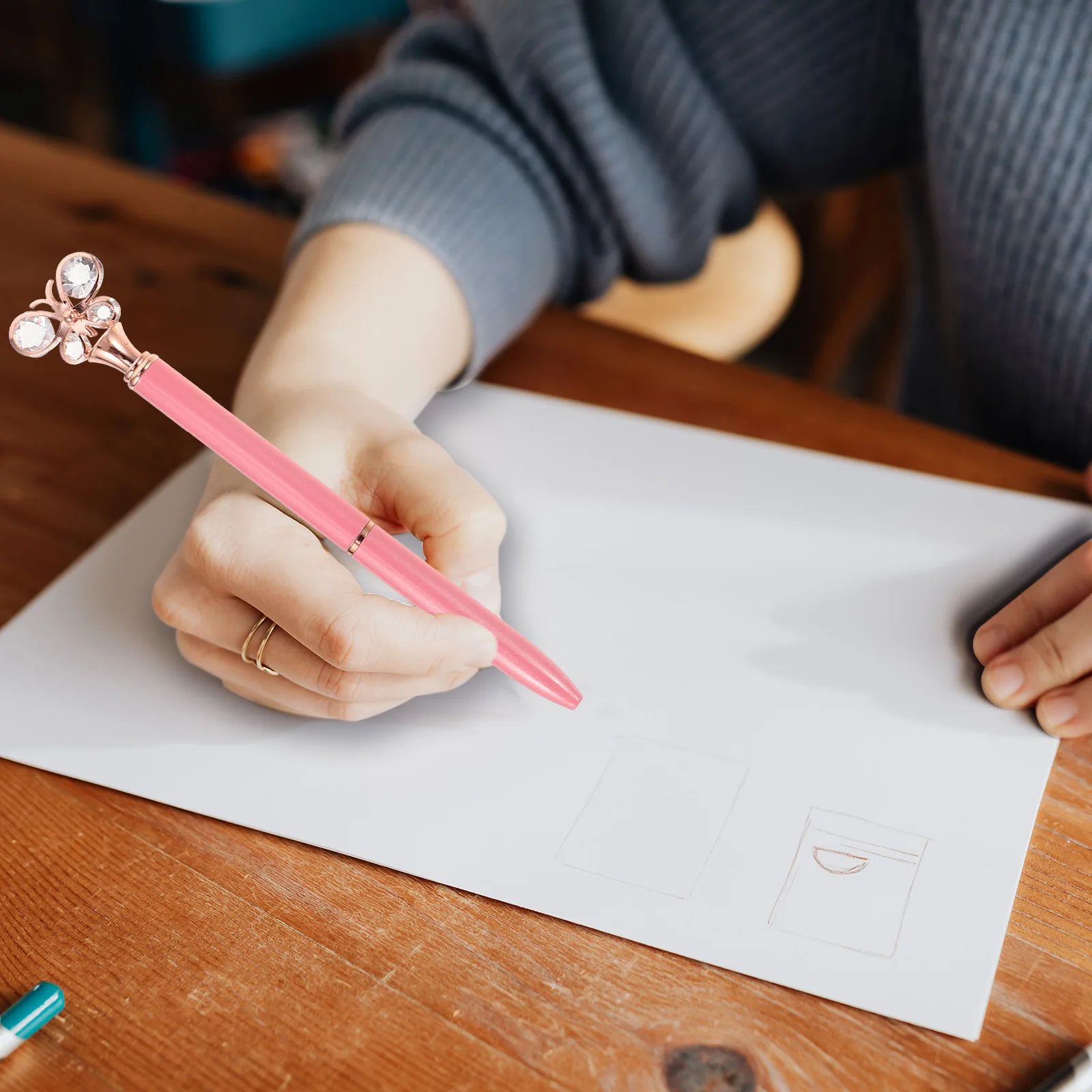 

6 Pcs Ballpoint Pens Creative Metal Fancy for Women Writing Elegant Butterfly Theme Dimond Art Crystal