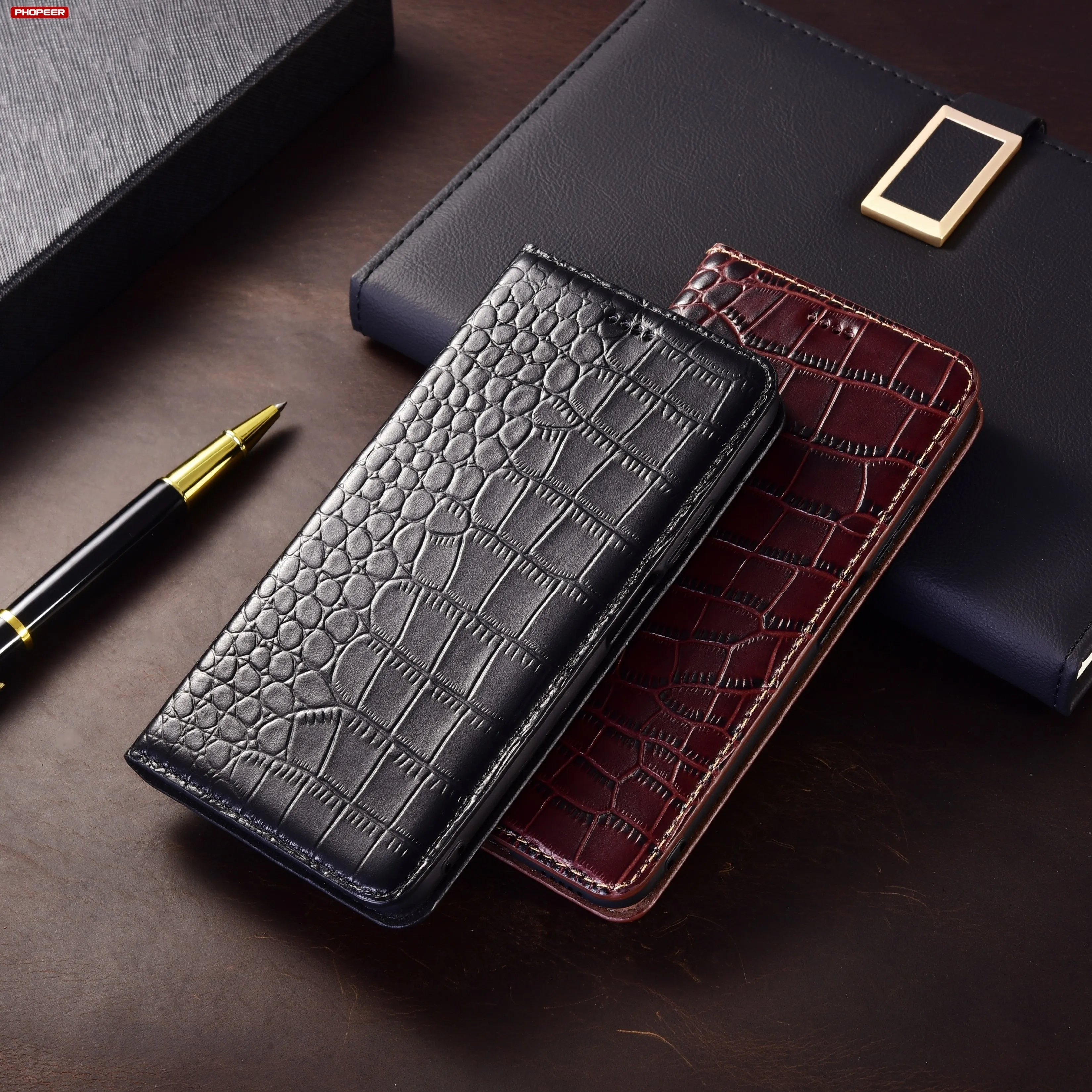 Luxury Genuine Leather Phone Case for Samsung Galaxy S26 S25 Edge S24 S23 S22 S21 S20 Ultra FE Plus Flip Slot Wallet Cover.