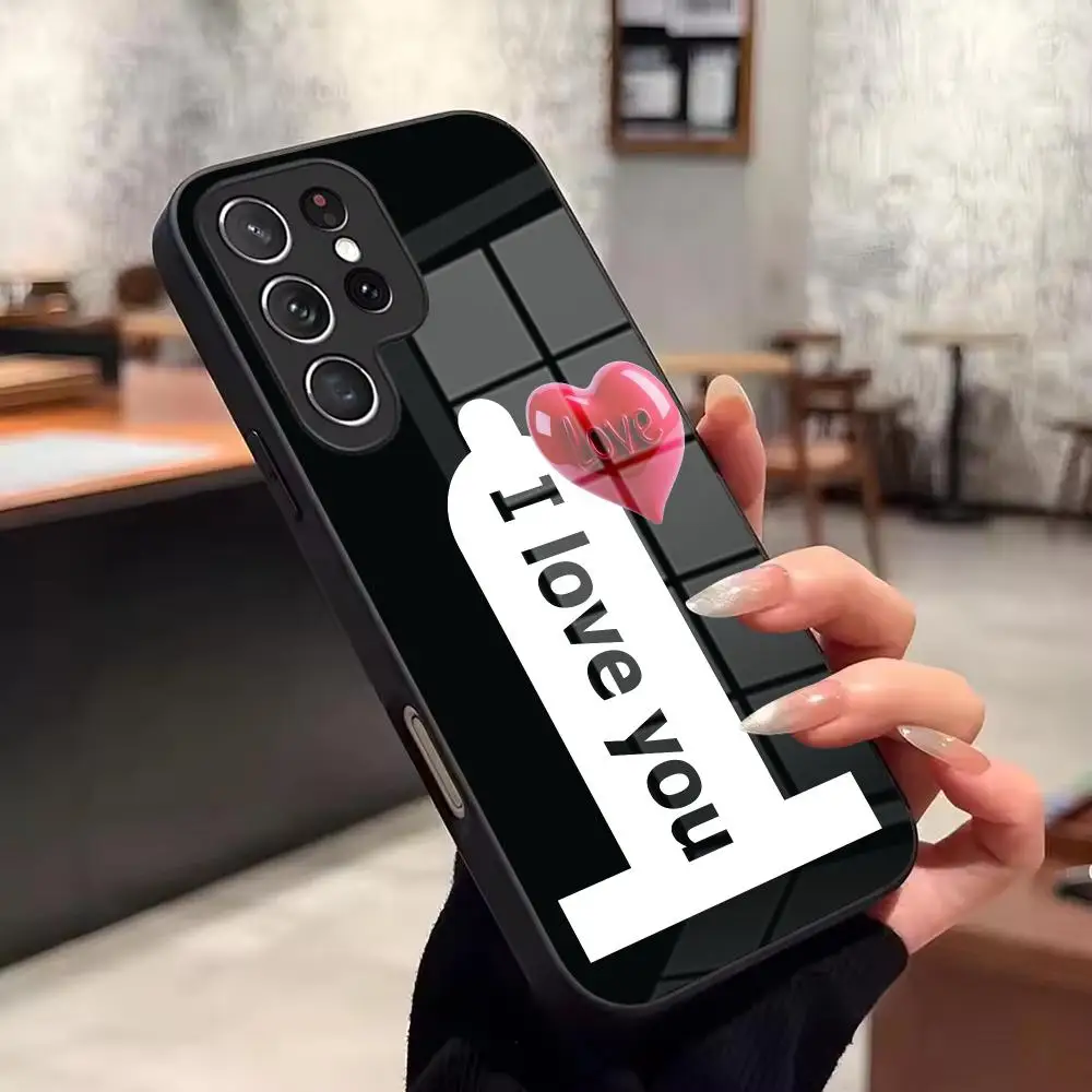 I love you funny Phone Case For Samsung Galaxy A57 A37 A27 A17 A56 A16 A26 A55 A15 A54 A53 4G 5G Glass Phone Case